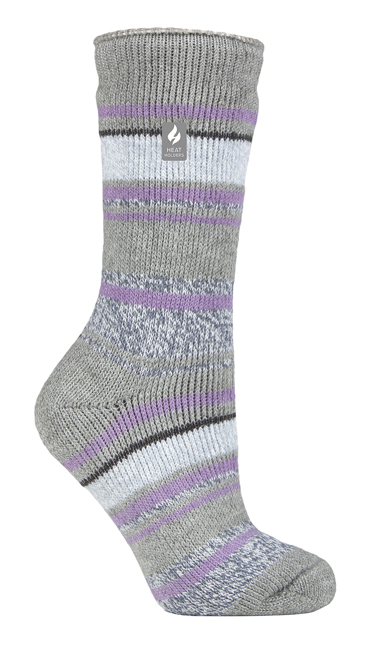 Heat Holders Women's Grey Palma - Thermal Socks For Winter | Outdoor & Indoor Socks | Cuddly & Fluffy | Gifts For (4-7, Grey (Palma))