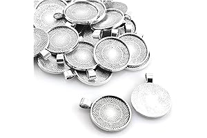 25Pcs Round 25mm Pendant Trays Setting Bezels for Resin Jewelry Making and DIY Crafting