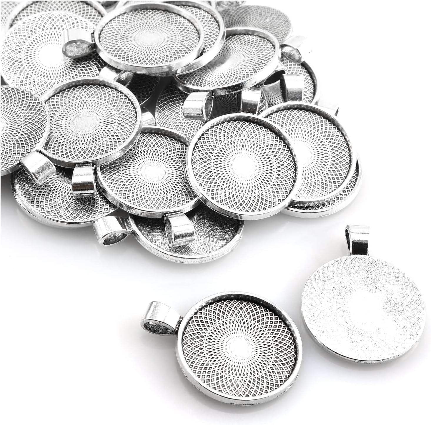 25pcs Round Bezel Pendant Trays Setting Cabochon Blank Base for DIY Crafting Photo Jewelry Findings Making Accessories 25mm