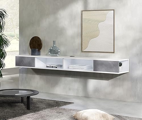 Miniatura 10 de WAMPAT Estante flotante de TV de 70 pulgadas para debajo de la TV, soporte de TV flotante para 75 televisores, soporte de pared para consola