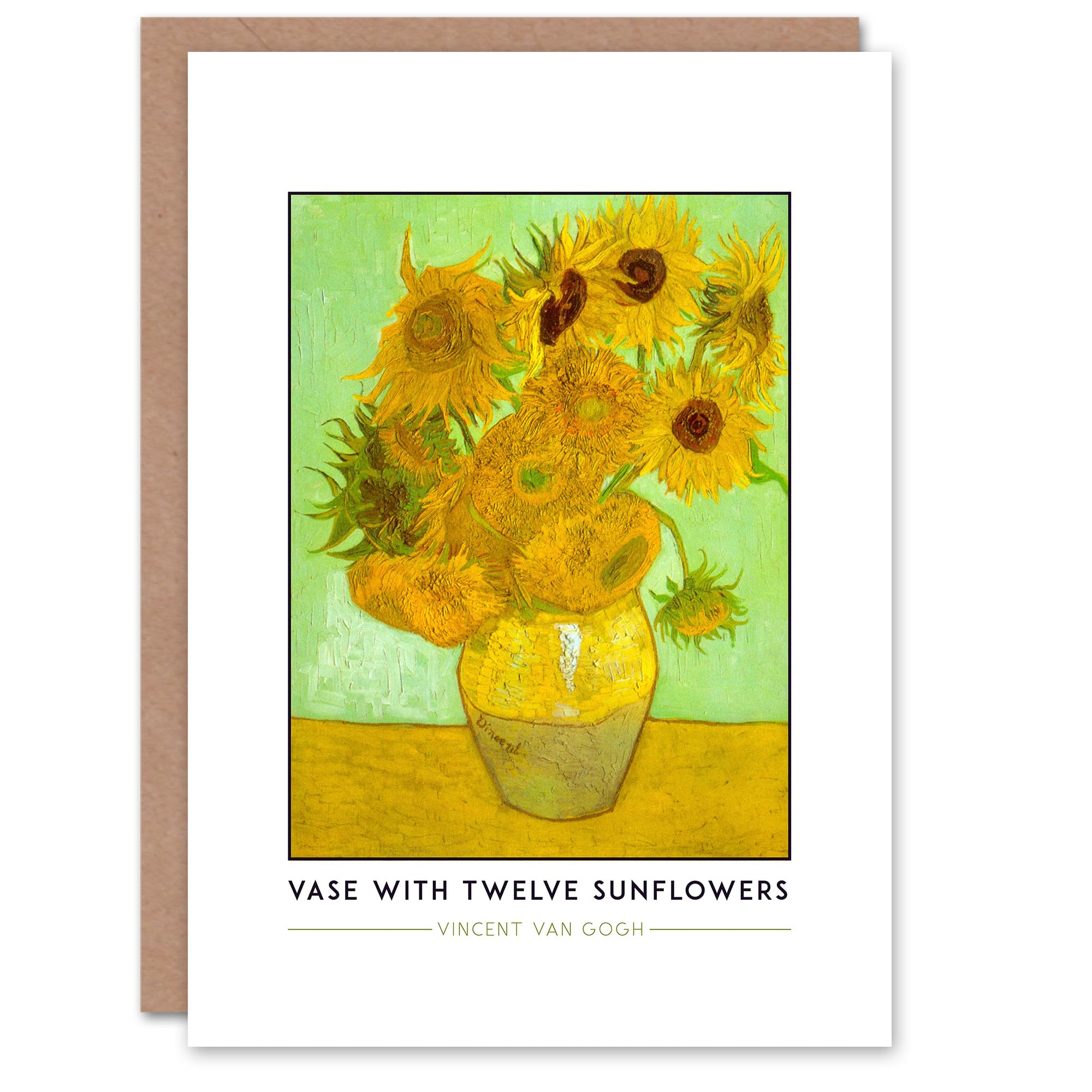 Artery8 Vincent Van Gogh Vase With Twelve Sunflowers Greeting Card – Classic Floral Art Note Card