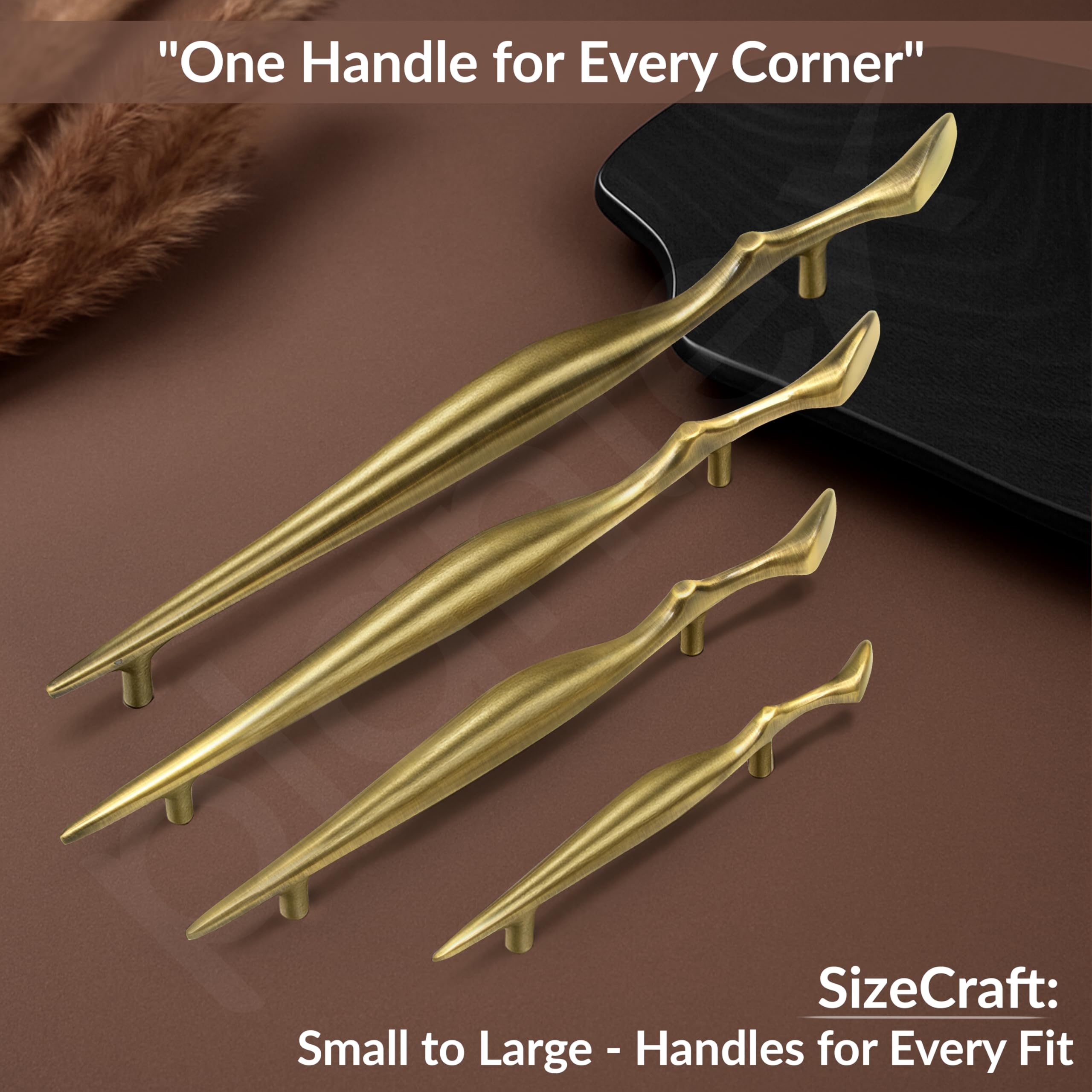 Brass Antique Cabinet Handles - Pack of 1 -8 Brass Antique Cabinet Handles - Pack of 1 -8