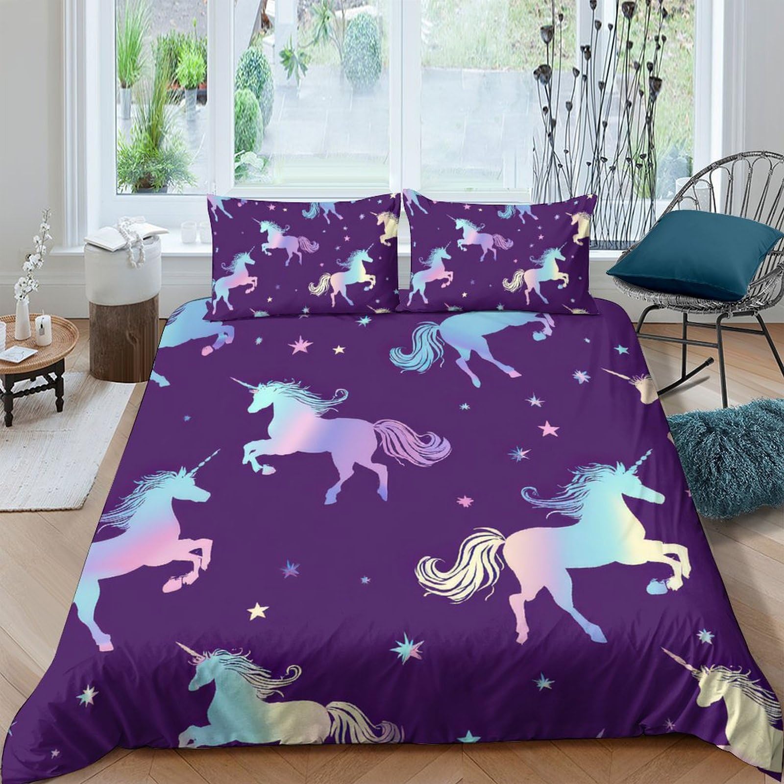 Ctjqhvkz Style-3 3D Printed Unicorn Dream Fitted Sheet Microfiber Soft Breathable Fantasy Star Mattress Cover For Bedroom Decor Single（135X200cm）