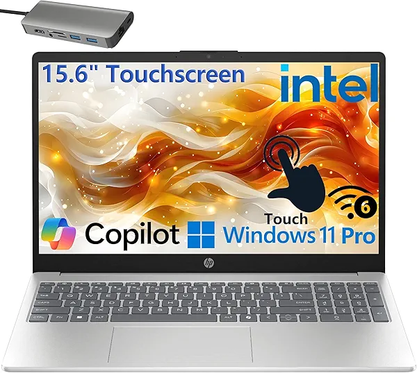 HP 15.6" Touchscreen Laptop Computer for Home Business and Student, 32GB DDR4 RAM, 1TB PCIe SSD, 13th Gen Intel 6-Core (Beat i5-1155G7), WiFi 6, Bluetooth 5.3, Copilot Key, Windows 11 Pro, USB Hub