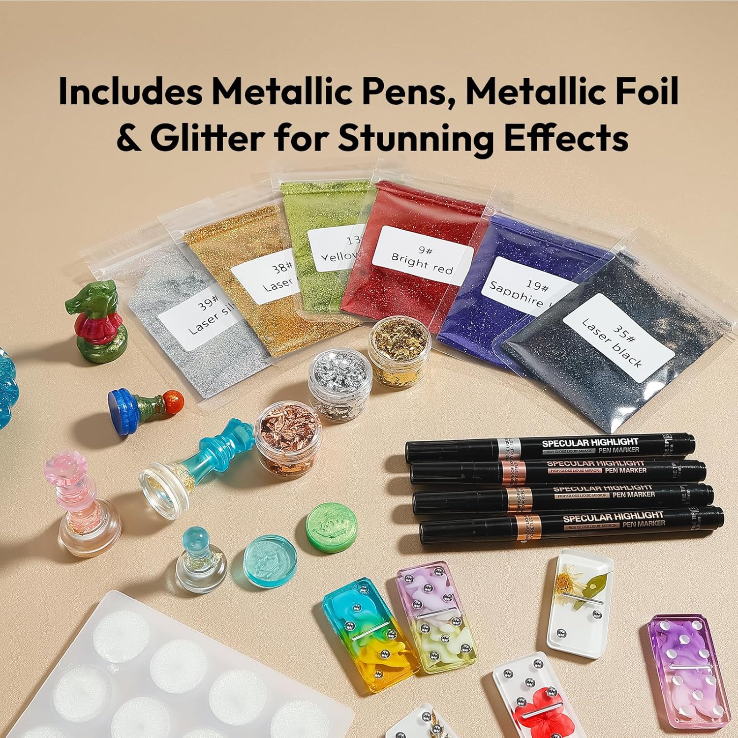 Chess Mold Set, Resiners 3D Silicone Create Chess, Checkers & Dominoes, Epoxy Silicone Resin Molds for Family Party DIY Chess Board Game Gift (Checkers & Chess Board & Domino)