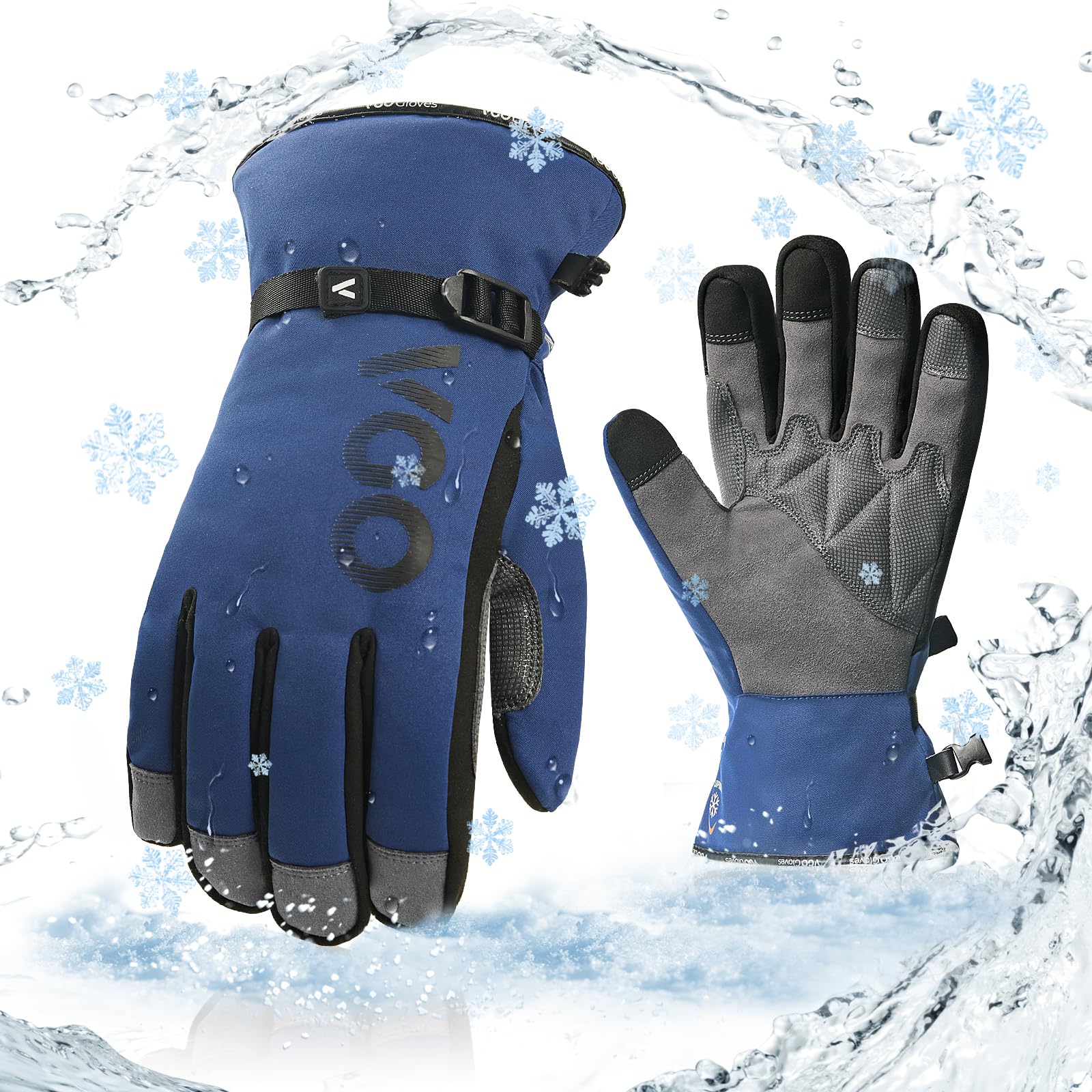 Winter Waterproof Gloves Men Touchscreen, Utility Thermal Gloves for Working Scooter Freezer Walking Skiing Warehouse Multipurpose in Cold Weather, 1 pair