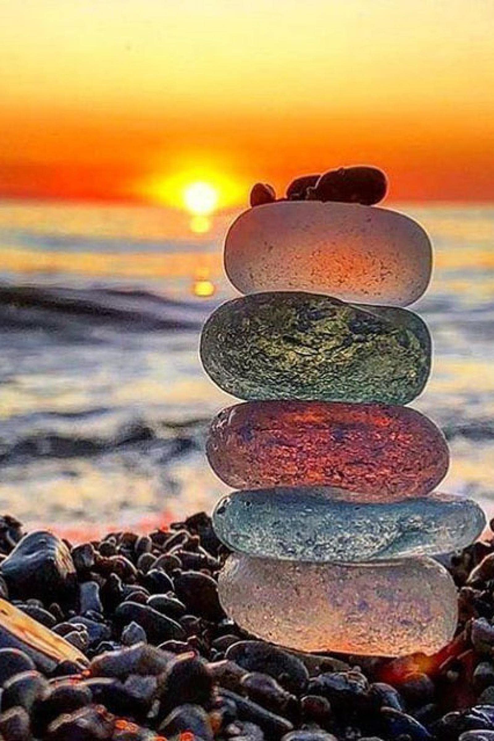 Sunset Seaside Colorful Sea Stones - Rompecabezas de Madera de 5000 Piezas - Juguetes educativos de Aprendizaje para niños y niñas