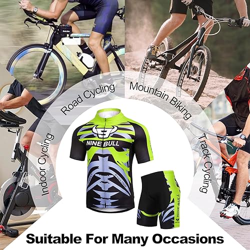 Miniatura 8 de Conjunto de camiseta de ciclismo para hombre, camiseta reflectante de secado rápido y pantalones cortos de ciclismo acolchados 3D, Spqx-2