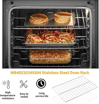 Allstare WB48X20249 Oven Rack Replacement Parts for GE Stove Oven Parts Oven Shelf 304 Stainless Steel 23.7 x 16 Inches Hotpoint General Electric Gas Range Toaster Oven Baking Wire Rack Rack-Flat