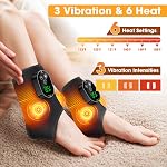 Heated Ankle Brace, Cordless Foot Massager with 6 Heat Settings, 3 Vibration Settings, 3 Timer Options, Rechargeable Heating Pad for Foot Ankle Calf, Ankle Support for Left and Right Foot, 2 Pack Black