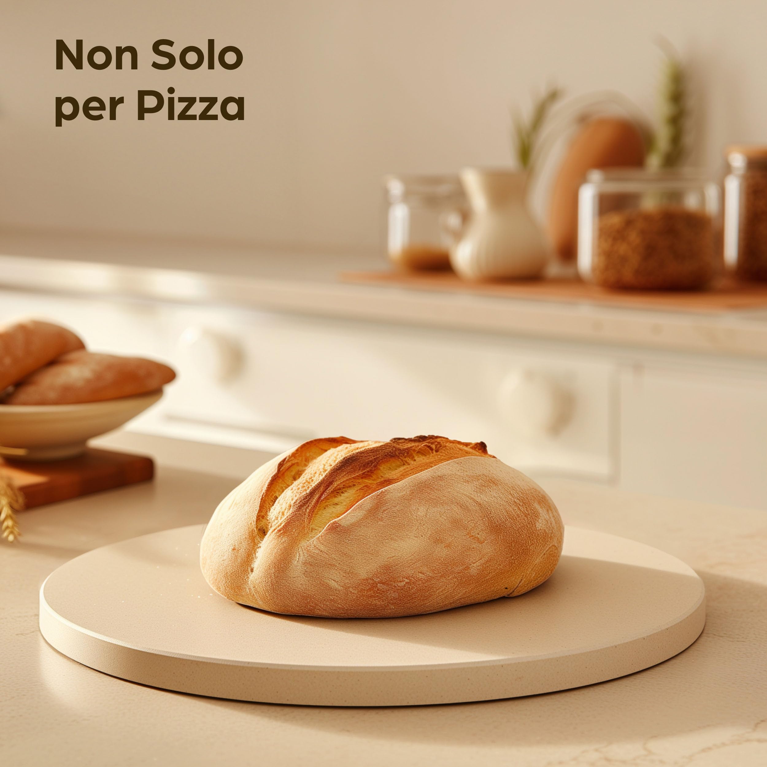 Praknu Pietra Refrattaria per Pizza da Forno Elettrico, Grill e Barbecue - Ø 30 cm con Pala per Pizza in Legno - Per Pizze Croccanti