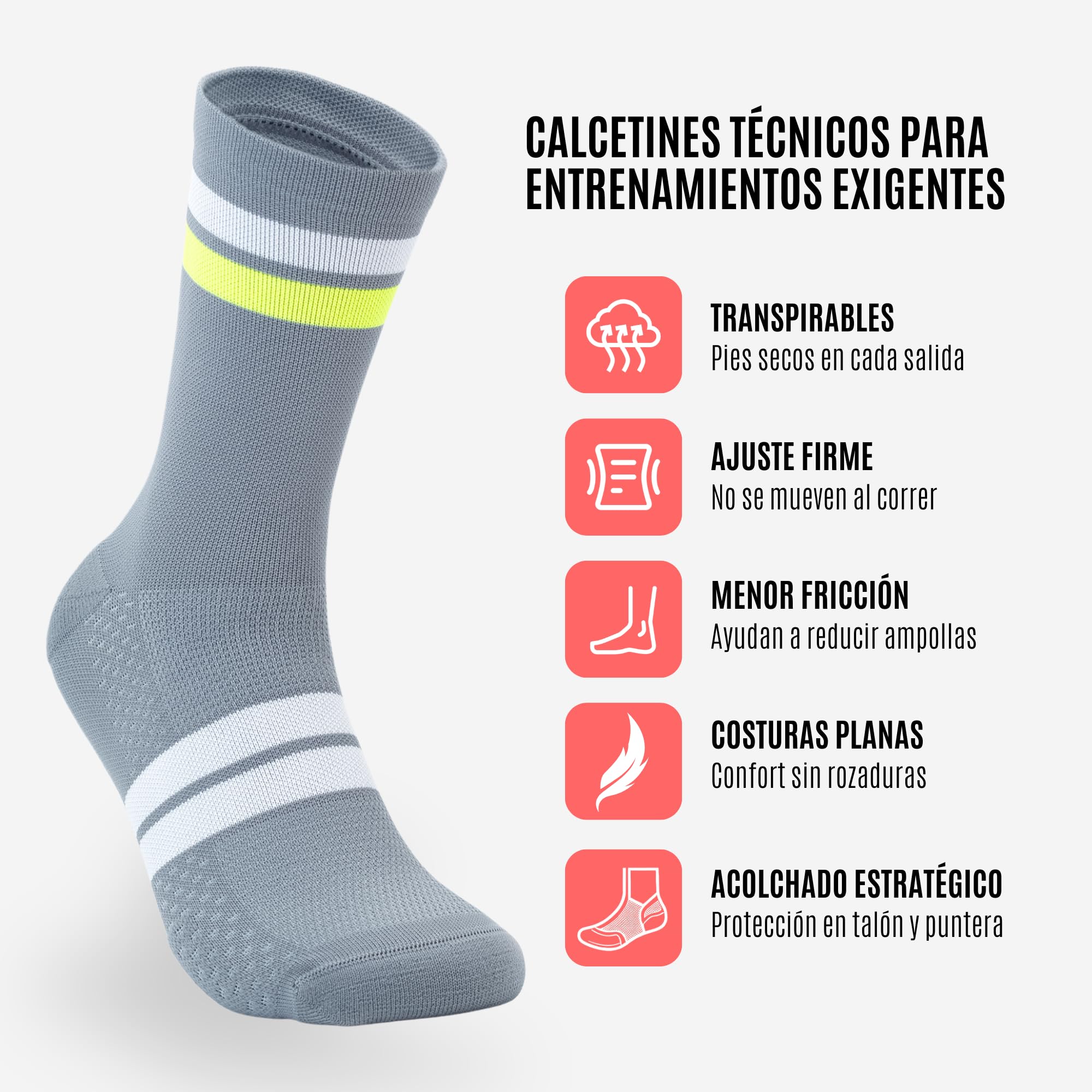 HOOF - Calcetines Running Compresivos - Reducción de Fatiga y Mejora de Circulación - Calcetines de Deporte con Refuerzo - Material Técnico Vaporfeel - Unisex