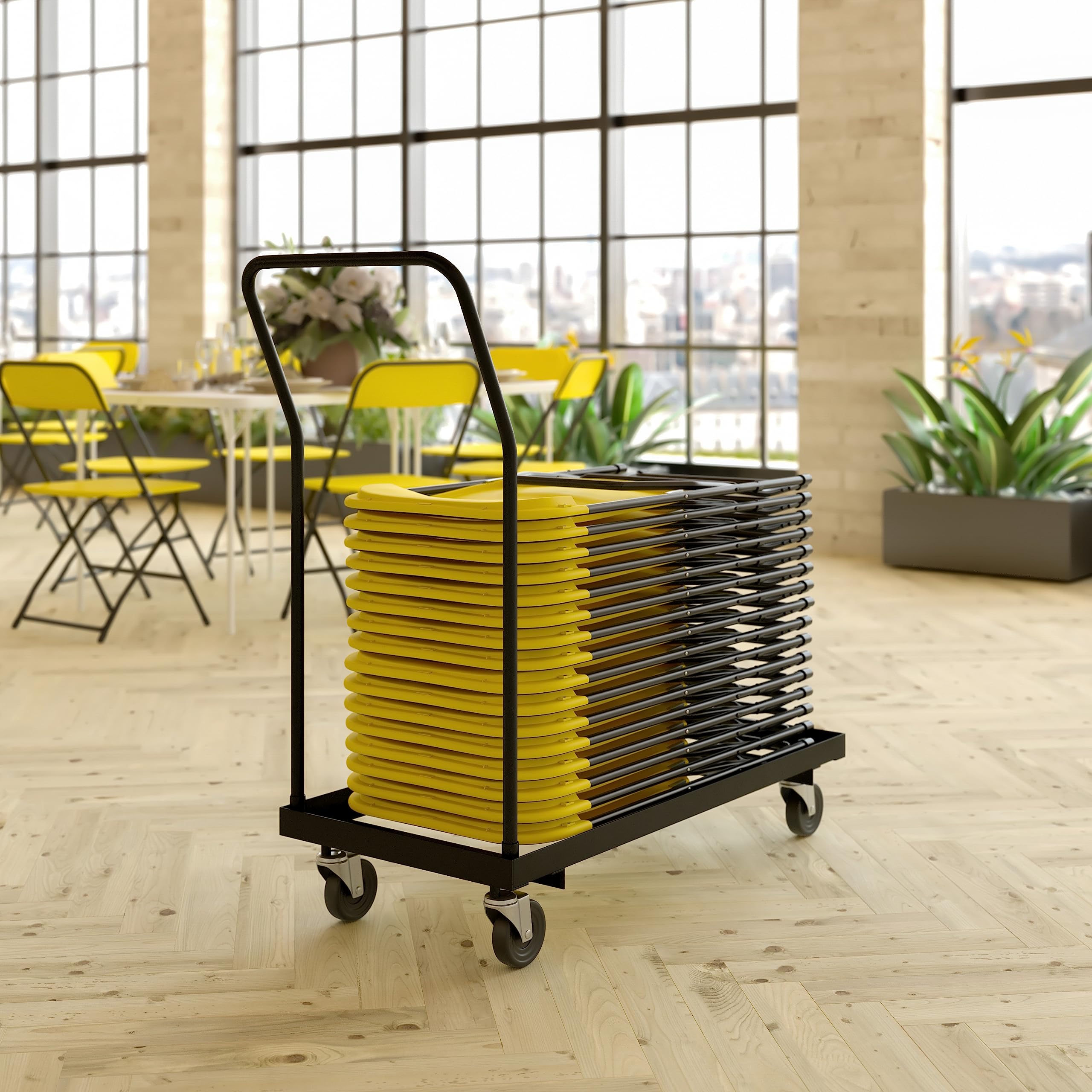 Stackable Chair Dolly Cart Folding Chair Rack VEVOR Folding Chair Dolly, Iron Commercial Cart With ...