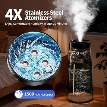 Humidifier for Large Room-GloryAir 6.3Gal Cool Mist for Commercial,3000ft2