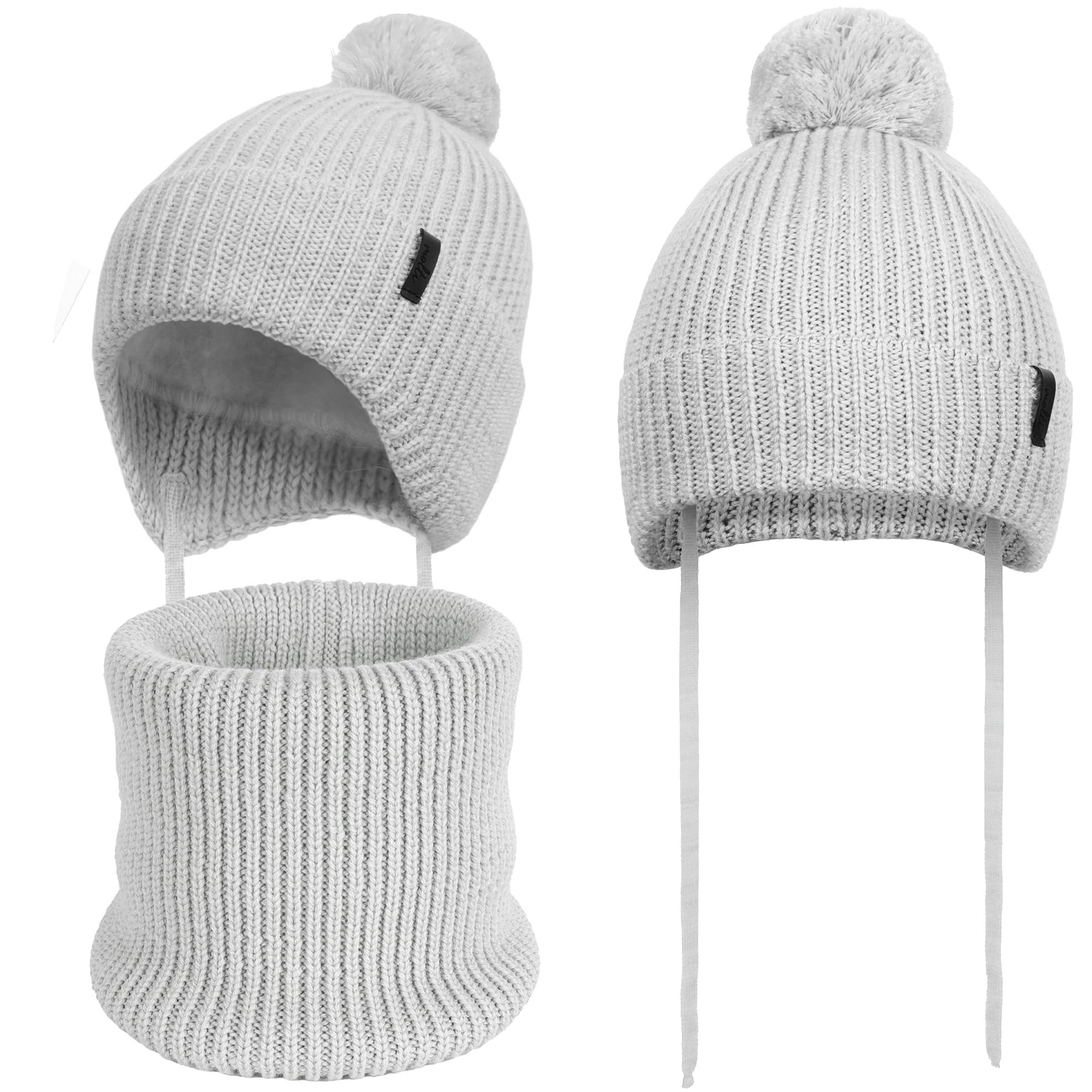 molti Winter Mütze mit Bommel und Rundschal für Kinder Beanie (12-24m), Schal (1-5 Jahre) aus 100% extrafeiner Merinowolle – warmes und weiches Strickset, OEKO-TEX® zertifiziert