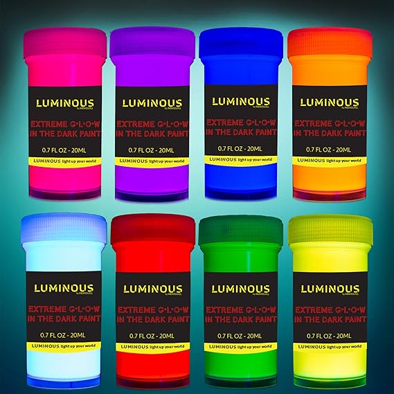 Amazon Individall Luminous Extreme Glow in The Dark Paint 8 x 20 ml