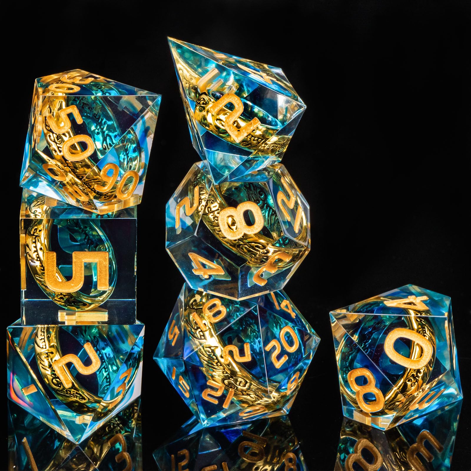 OUKELANWO Zestaw kości D&D: D20, D12, D10, D8, D6, D4 - tworzywo sztuczne, białe, sześciościan