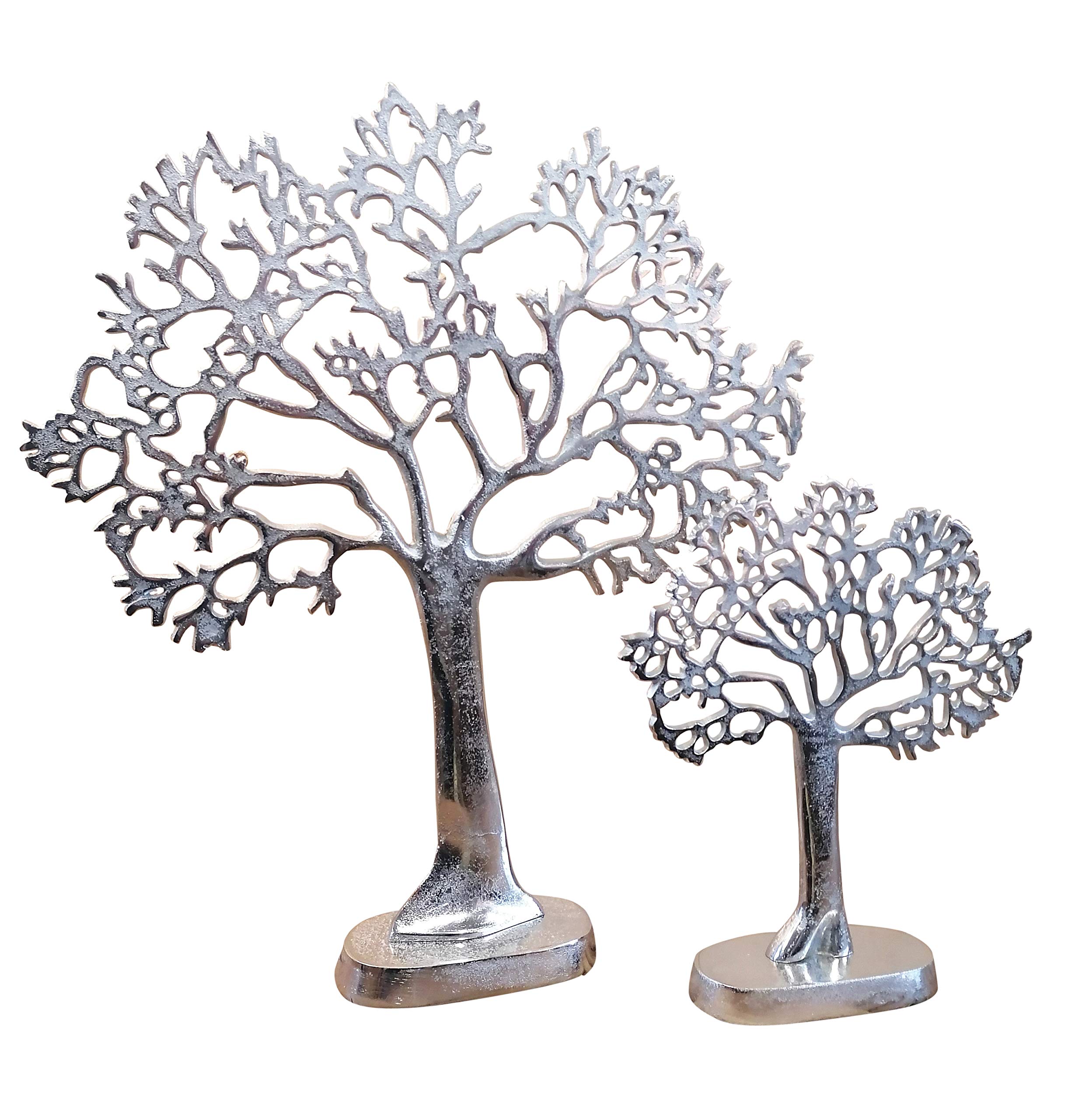 MichaelNoll Schmuckbaum Schmuckständer Schmuckhalter Lebensbaum Dekobaum Aluminium (Metall) Silber - Baum für Ringe, Ketten und Armbänder - 36 cm