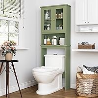 Vista 10 de Meilocar Armario de almacenamiento sobre el inodoro para baño, organizador de almacenamiento sobre el inodoro, ahorro de espacio con puertas