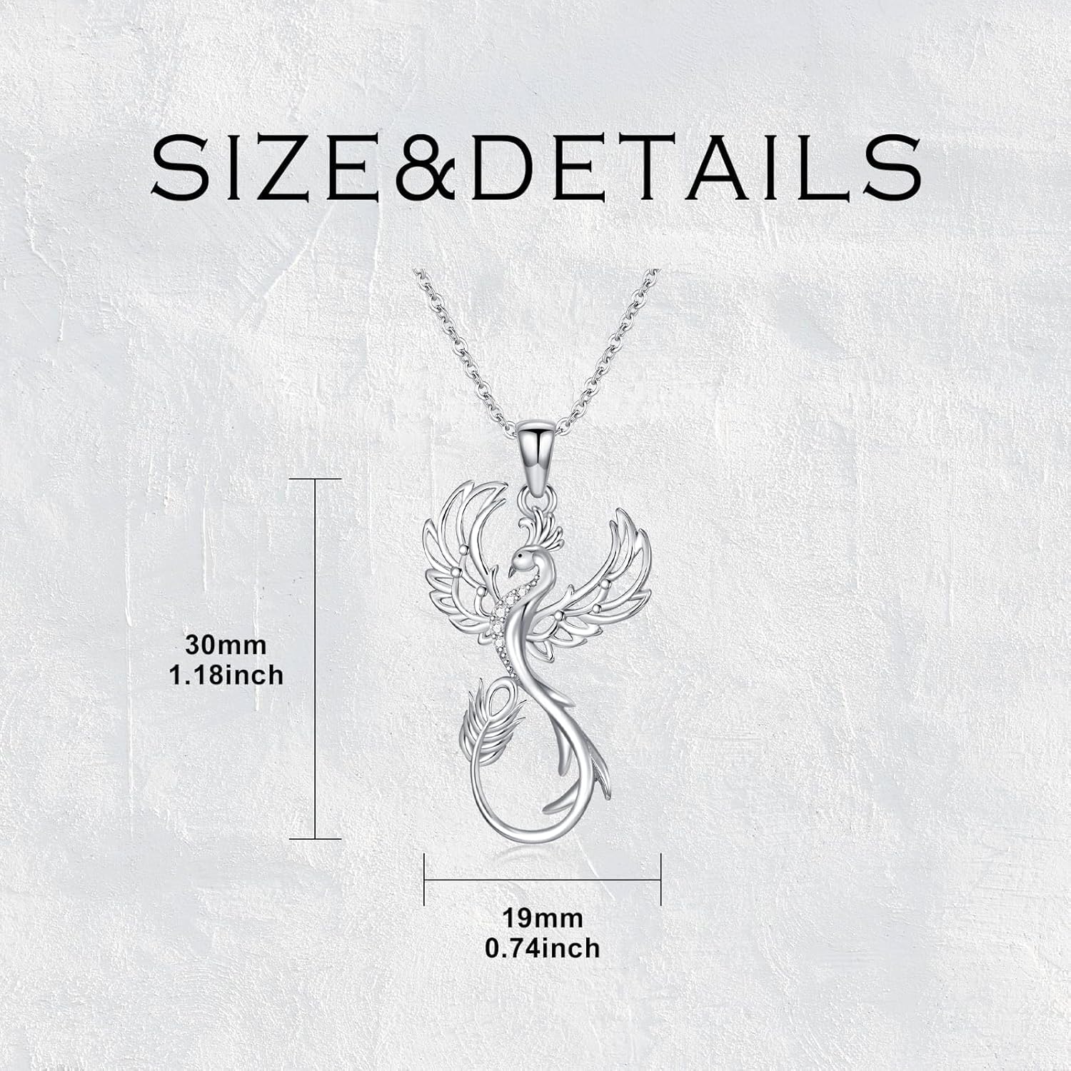 Diamond Phoenix Necklace for Women 925 Sterling Silver Lab Grown Diamond Animal Pendant Necklace Jewelry Gifts for Women (D color, VVS clarity) - Image 6