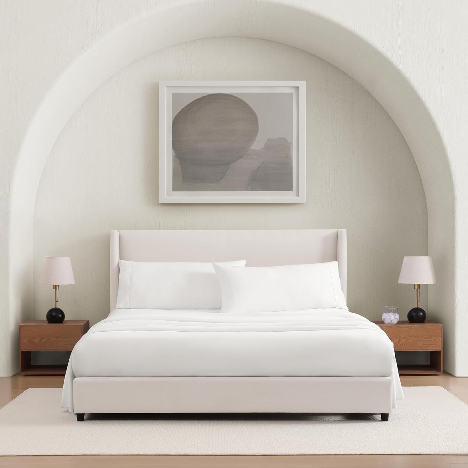 UGG Hedi Cali King Sheet Set 4-Piece Luxury Cooling Sheets Deep Pockets Premium Bedding with 2 Pillow Shams Hypoallergenic Machine Washable Soft Lightweight Bed Set for Bedroom, California King, White - Image 3