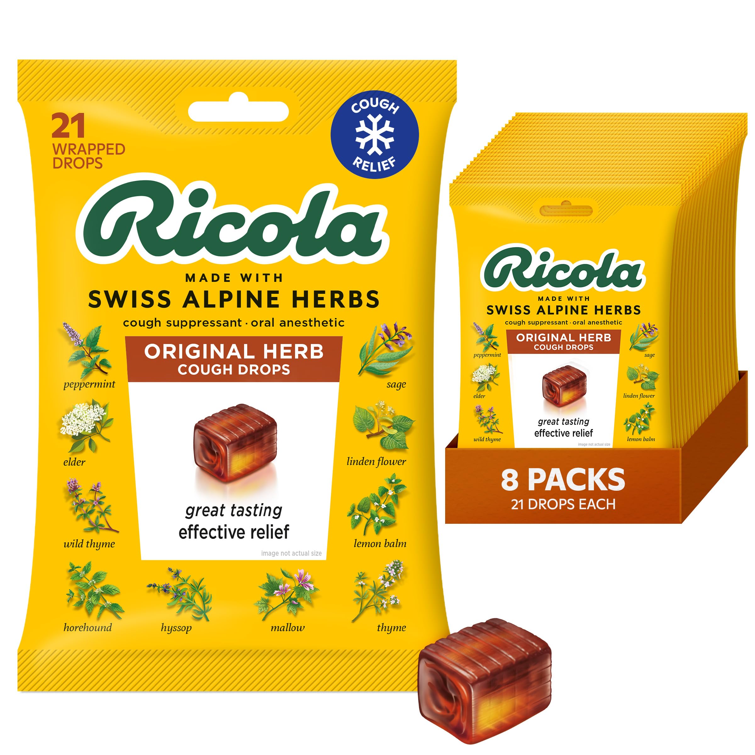 Ricola Original Herb Cough Drops, 45 Count, Cough Suppressant & Throat Relieving Drops with Naturally Sourced Menthol, Pleasing Herbal Taste for Coughs & Throat Irritation Symptom Relief — Amazon image 7