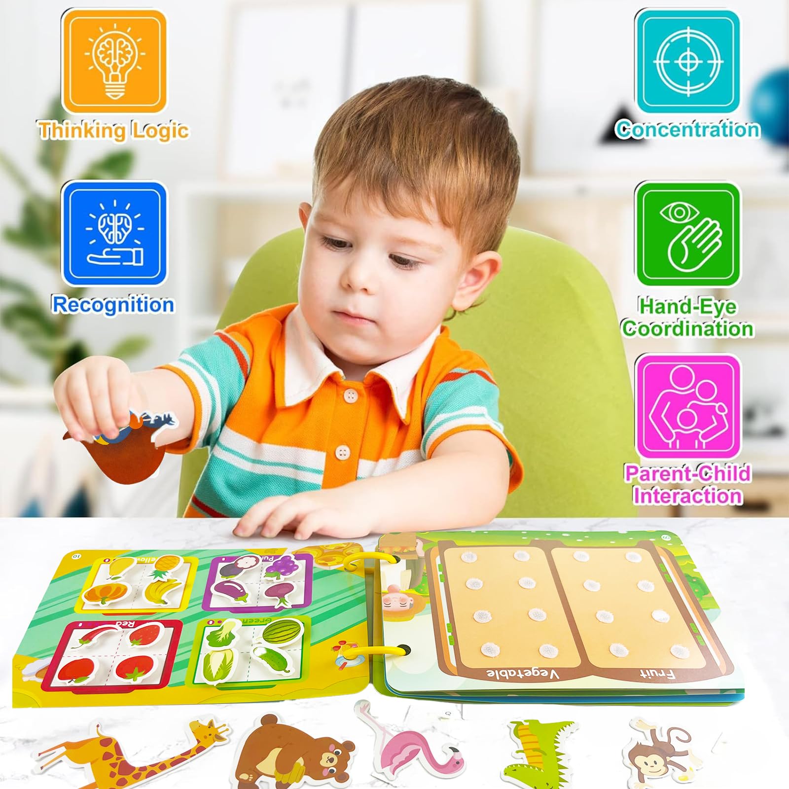 Guopai Montessori Busy Book for Toddlers Educational Activity Book for 1-5 Year Old Boys & Girls - Image 3