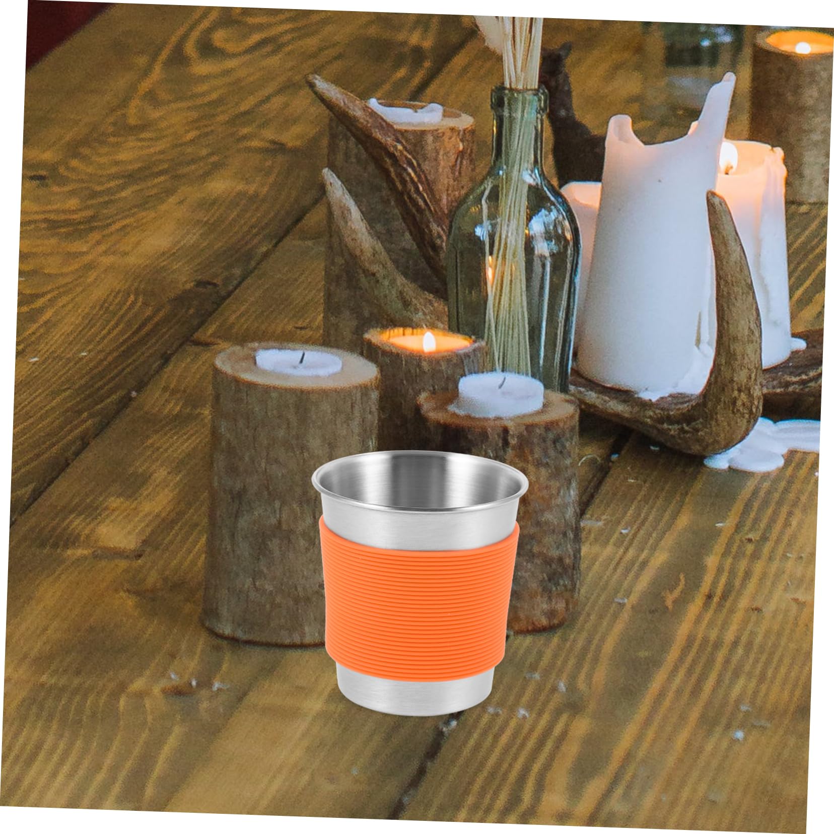 ibasenice 3 Sätze Tassen Mit Silikon Hülle Isolierte Campingbecher Für Tee Saft Robuste Metallbecher Für Outdoor Aktivitäten Zu Reinigen 2 Stück * 3