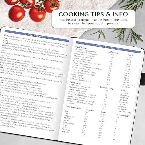 Vista 58 de Legend - Libro de recetas familiar en blanco para escribir tus propias recetas, diario de cocina vacío, cuaderno de cocina personalizado, tapa dura