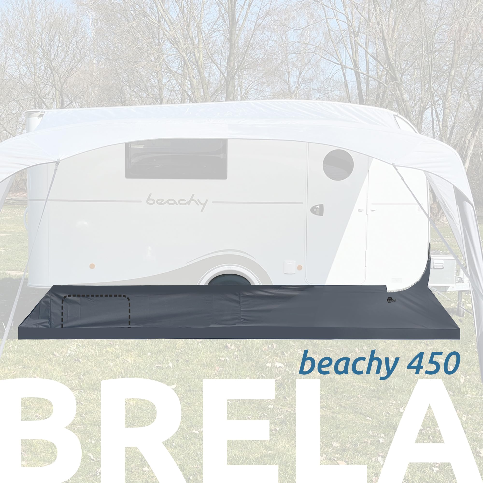 your GEAR Falda de suelo Brela – Falda cortavientos para caravana Hobby Beachy con cubierta de rueda y apertura de cremallera (para Beachy 450)