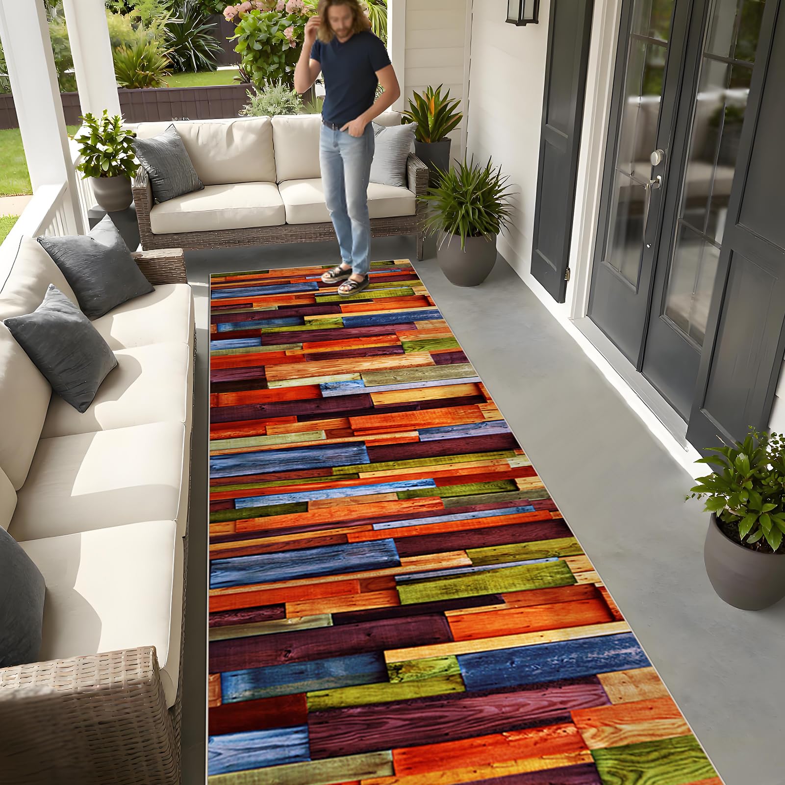 Nadający się do prania, dywan kuchenny, bieżnik na korytarz, długi, 100 x 350 cm, bieżnik na korytarz, antypoślizgowy, nowoczesny bieżnik kuchenny, dywan wejściowy do przedpokoju i salonu