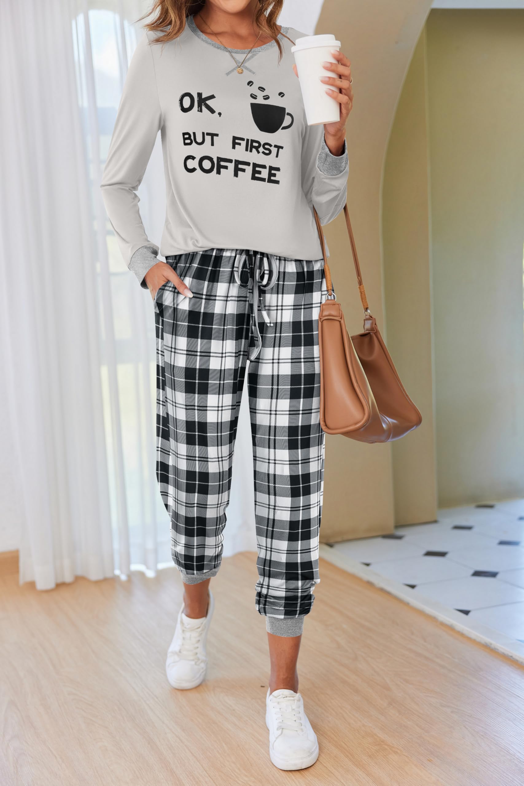 Ekouaer Pigiama Donna Invernali Set Pigiama Donna Lungo Pigiama Donna Invernale Comodo Pigiama Due Pezzi da Donna