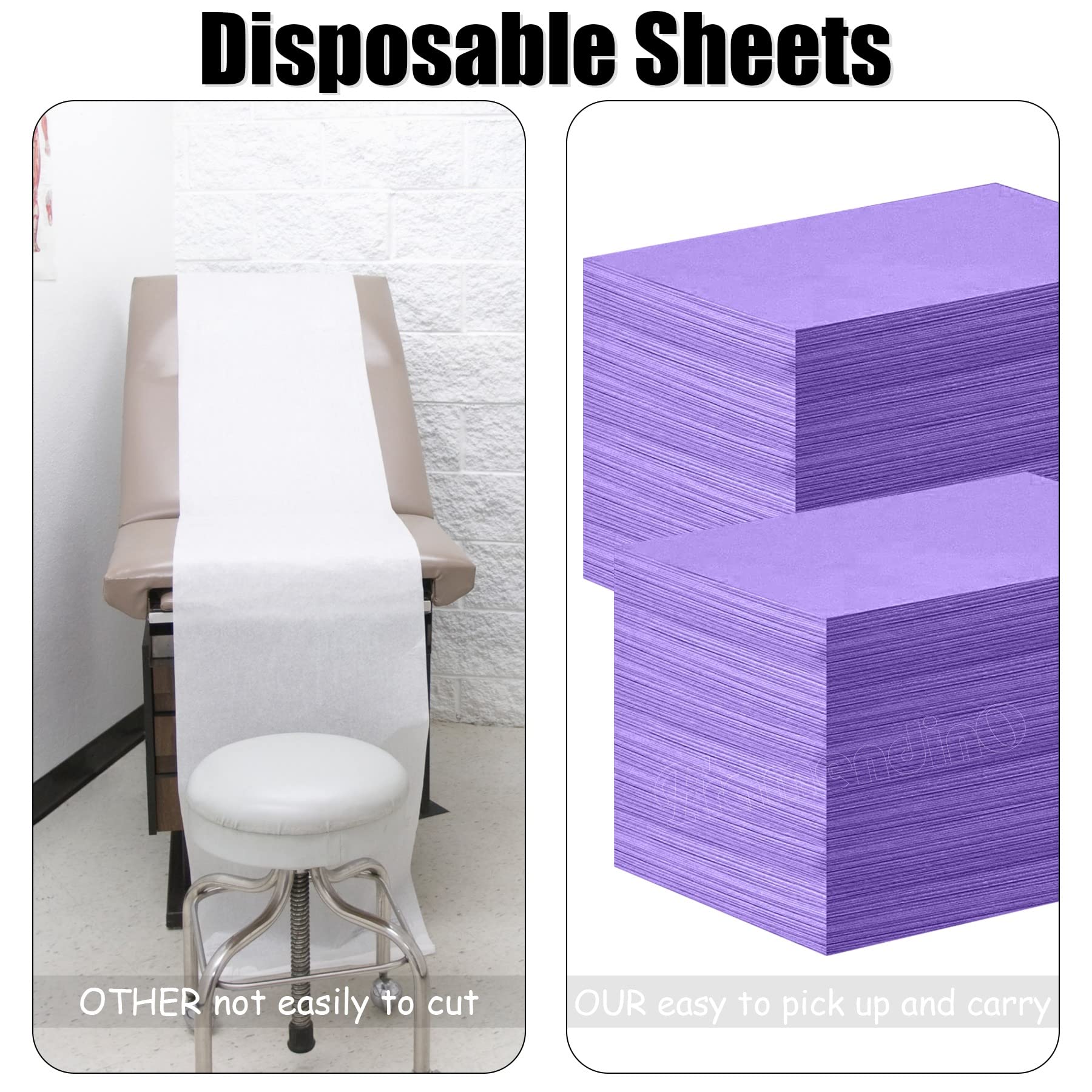 Framendino, Paquete de 50 sábanas desechables moradas para mesa de masaje, tela no tejida, transpirable, para silla de salón de belleza, camas de pestañas de hotel, 31 x 70 pulgadas