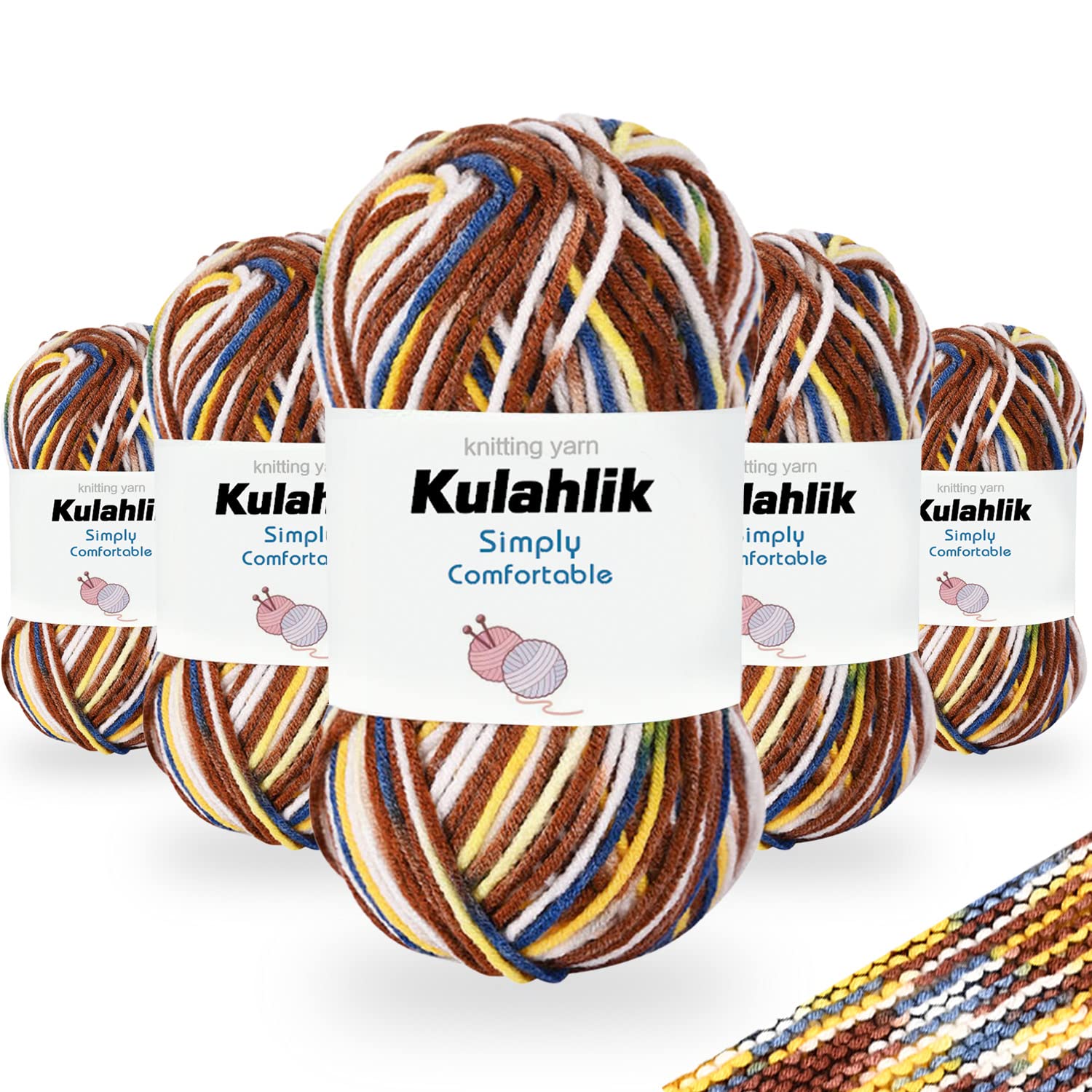 250g(5x50g) Acrylic Yarn for Crochet/Knitting, Colorful Gradient Yarn Thread, 5 Rolls Skeins, Perfect for Any Knitting Crochet and Crafts Mini Project — view 48