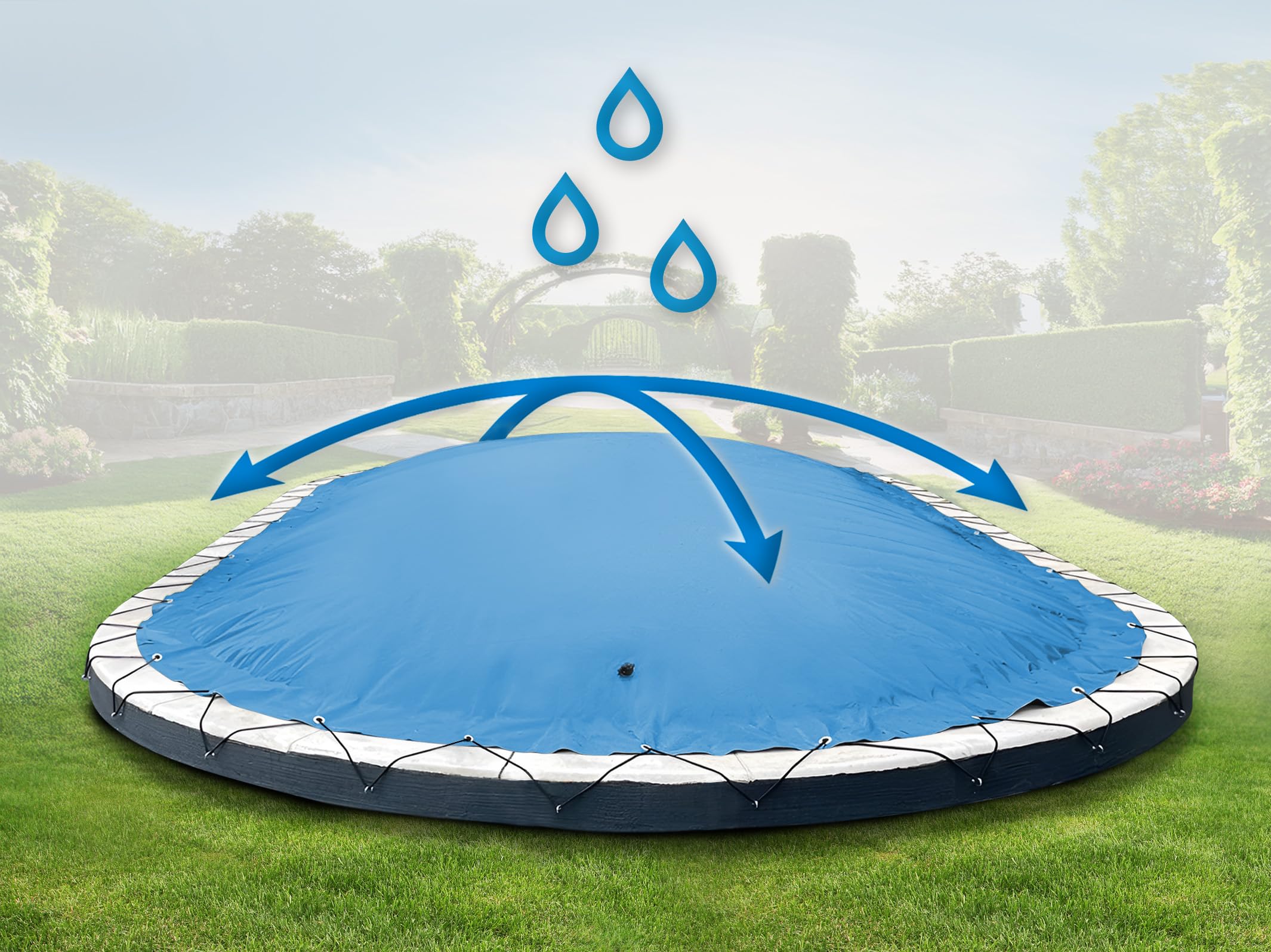 ANKO PLANEN Cubierta de Piscina Hinchable Ovalada – Lona de Cobertura Premium para Piscina – solución Ideal para el Invierno AirDeluxe (6,00m x 3,20m, Azul Claro)