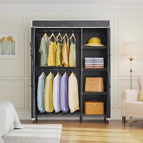 Miniatura 9 de VIPEK V7C - Percheros para ropa con cubierta, closets portátiles para colgar ropa, perchero resistente con estantes, armario de metal, capacidad