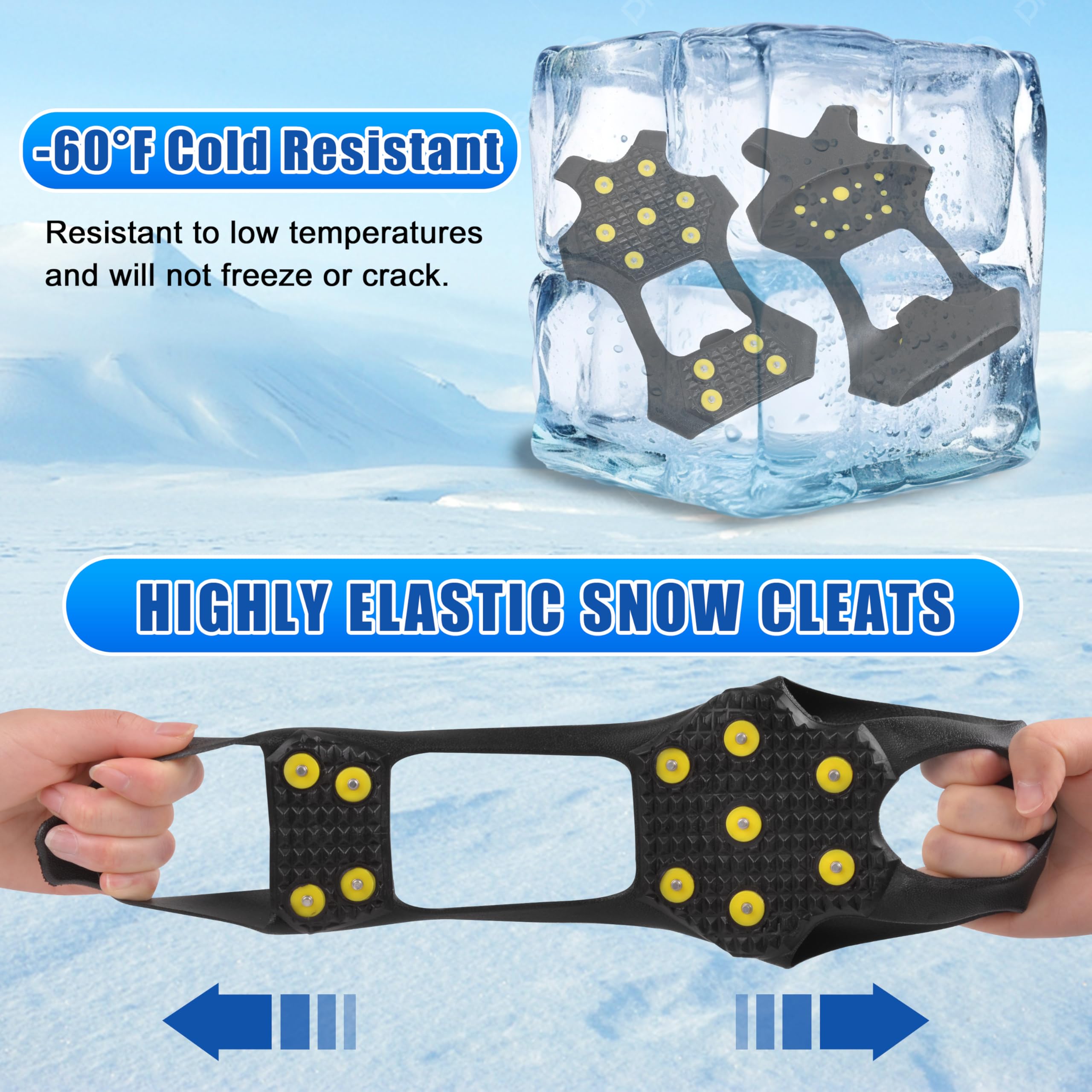 Eis- und Schneestollen für Schuhe und Stiefel, rutschfeste Steigeisen mit 11 Nieten, Eis, Schnee, Greifer, für Männer und Frauen, Spaziergänge auf Schnee, Eis