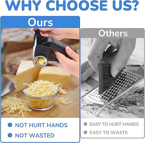 Miniatura 6 de Regalo de chef culinario, queso giratorio de mano, nueces, rallador de verduras, color negro