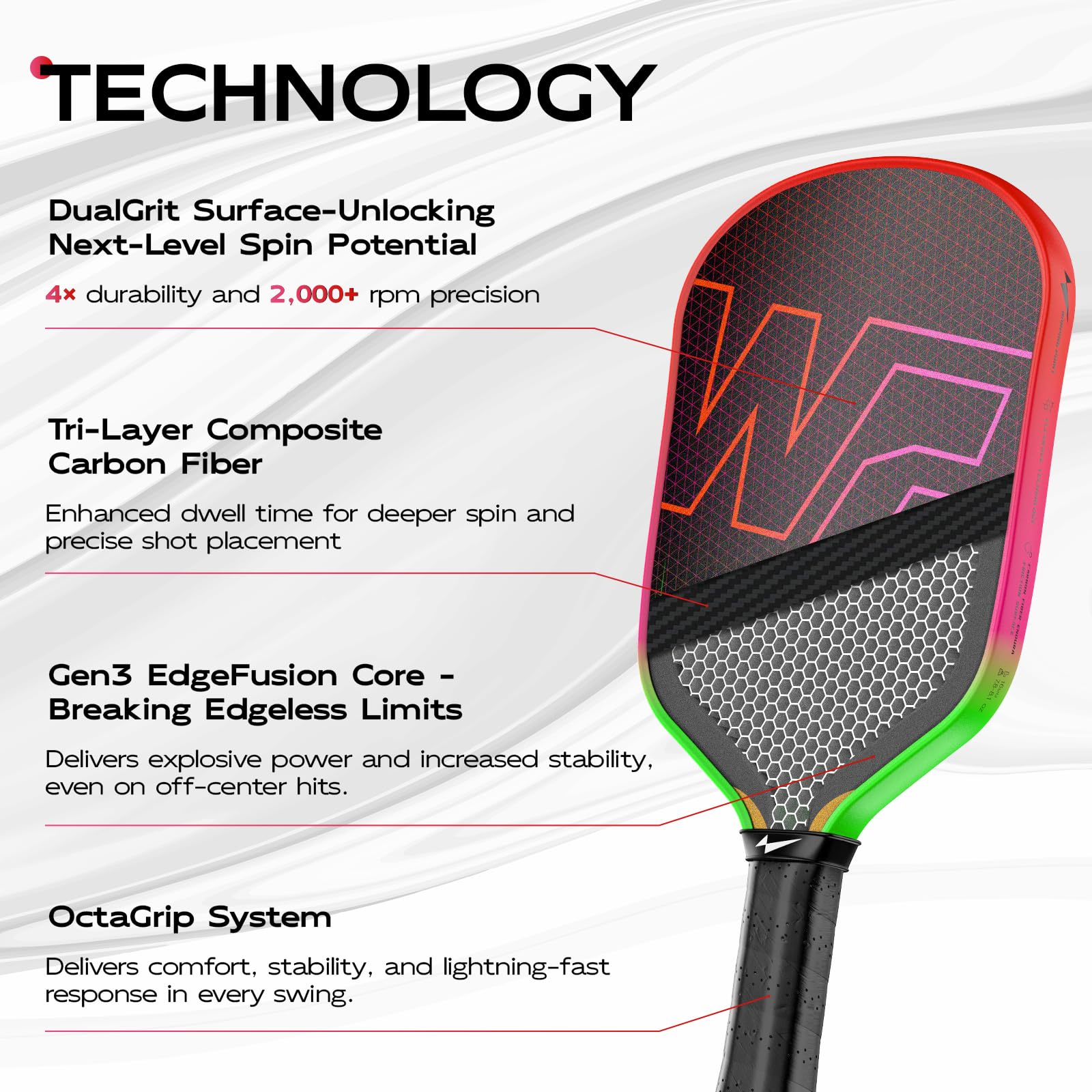 Amazon.com: Warping Point Rainbow Power Pickleball Paddle，Gen 3