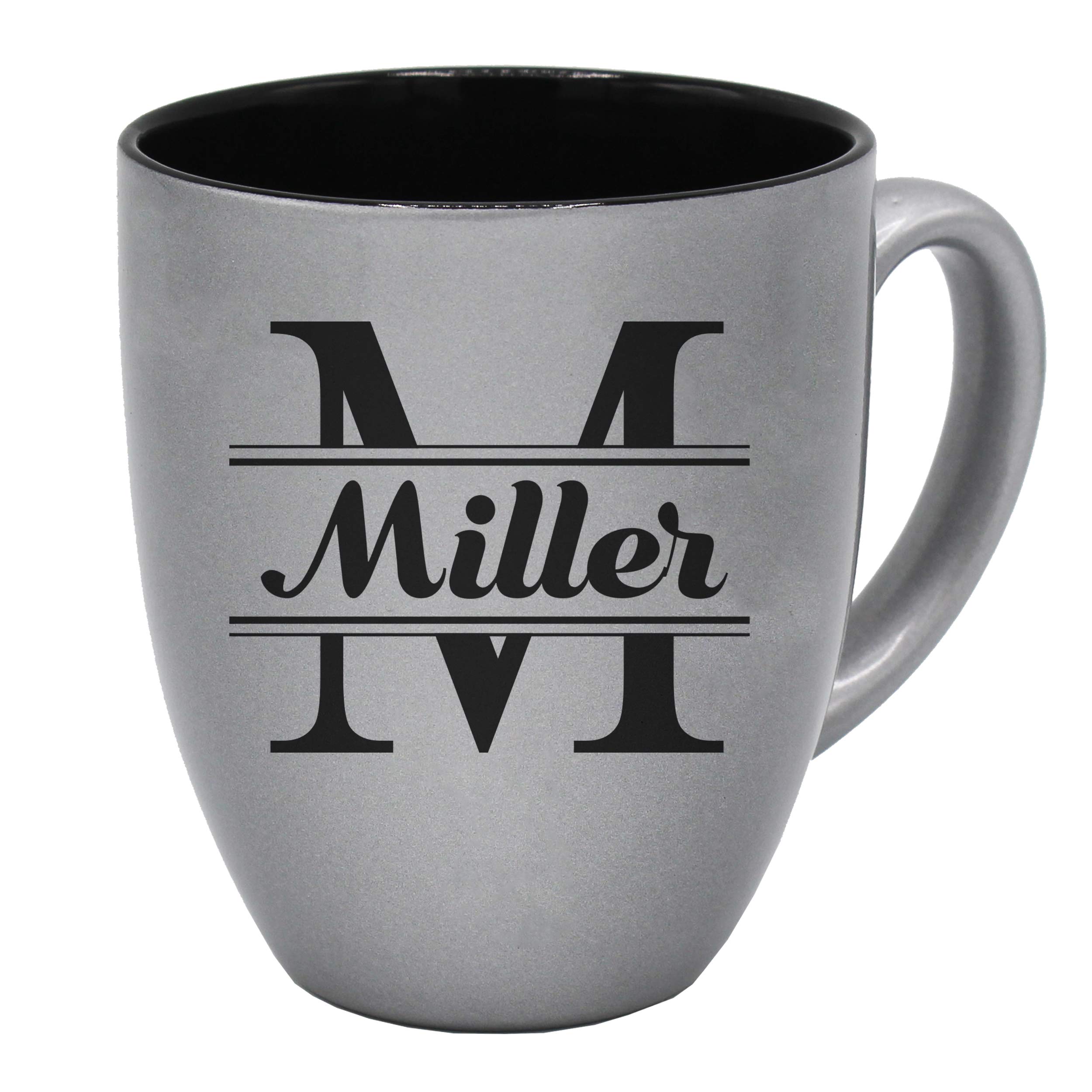 The Wedding Party Store Custom Engraved Coffee Latte Mug - Personalized Coffee and Tea Cup Silver