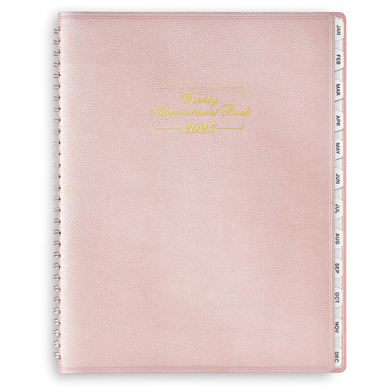 YmumudaDaily Planner 2025 - Weekly Appointment Book Planner, Daily Appointment Book with 15 Minutes Increments, 8.5" x 11", Large, JAN - DEC 2025, Ideal for School Office Work Schedule - Rose Golden