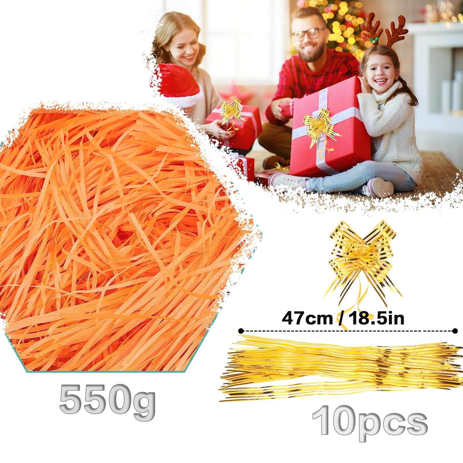 TXXATX 550g Orange Shredded Tissue Paper for Gift Boxes Hamper Filling - Image 2