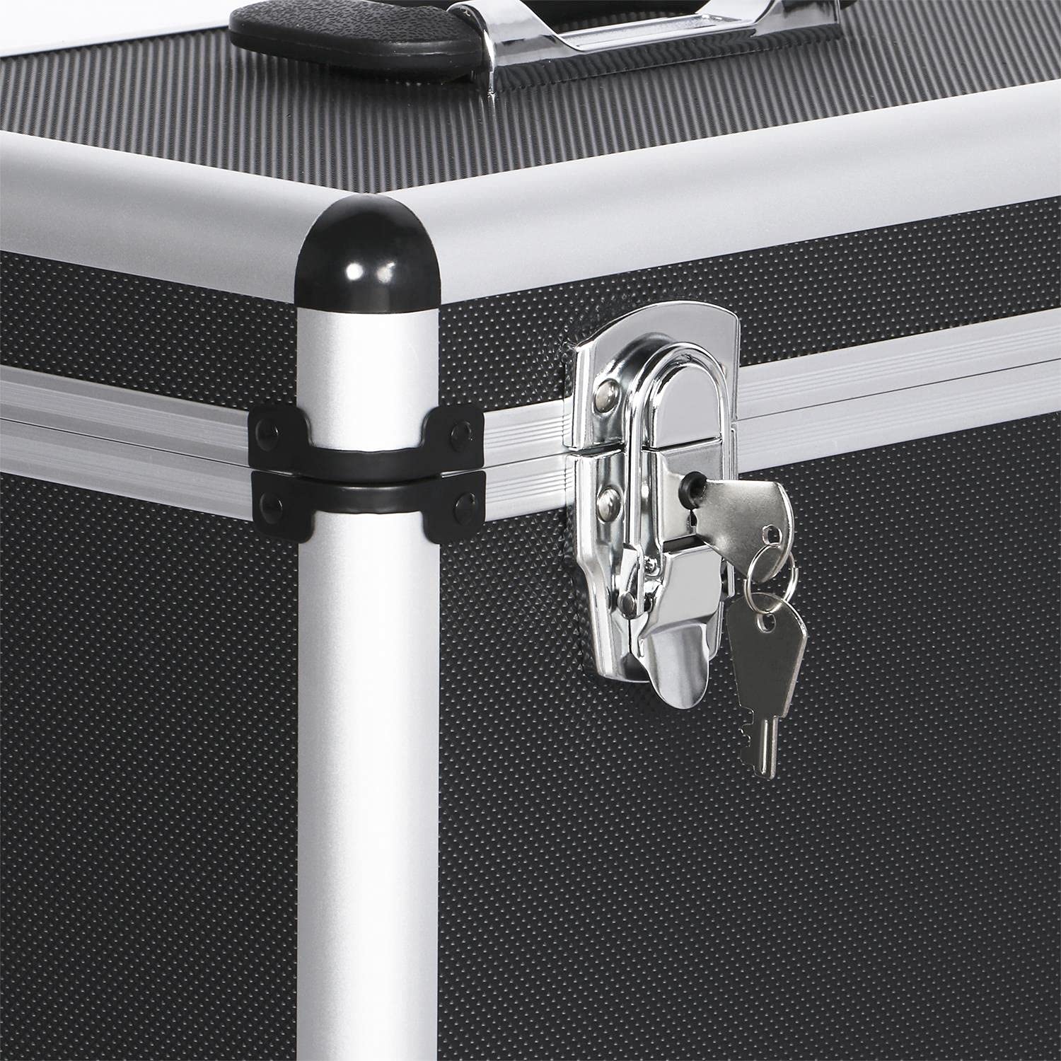 Yaheetech Étui pour Disques Vinyles de 33 Tours Mallette de Rangement pour Collection de DJ Valise Vinyles avec Fermeture à Clé pour 50 Albums 35x20x36 cm Noir