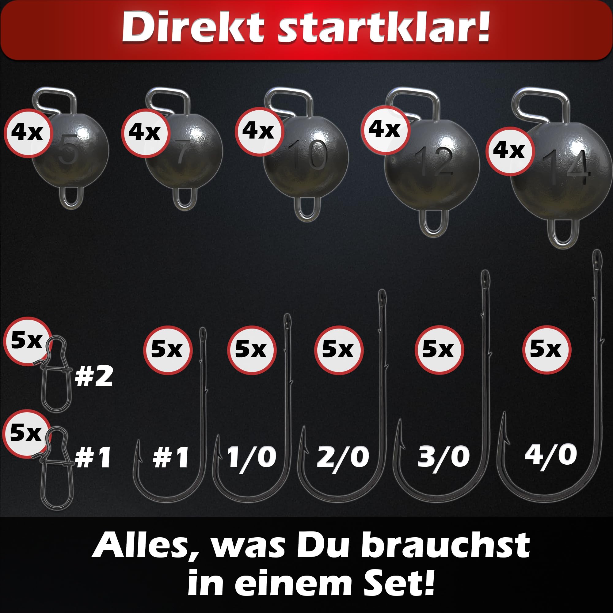 Paradox Fishing Cheburashka Zestaw ołowiowych ołowiu (3 g/5 g/7 g/10 g/12 g/14) z pudełkiem na haczyki offsetowe - Drop Shot ołowiane głowice Dropshot
