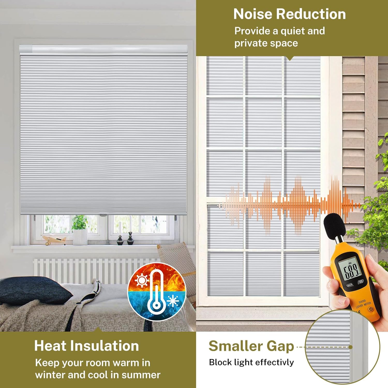 No Tools No Drill Shades for Indoor Windows Blackout Top Down Bottom Up Cordless Cellular Shades, Easy to Install Mint Gap Single Cell Honeycomb Blinds for Home Office Custom Size,Cream White