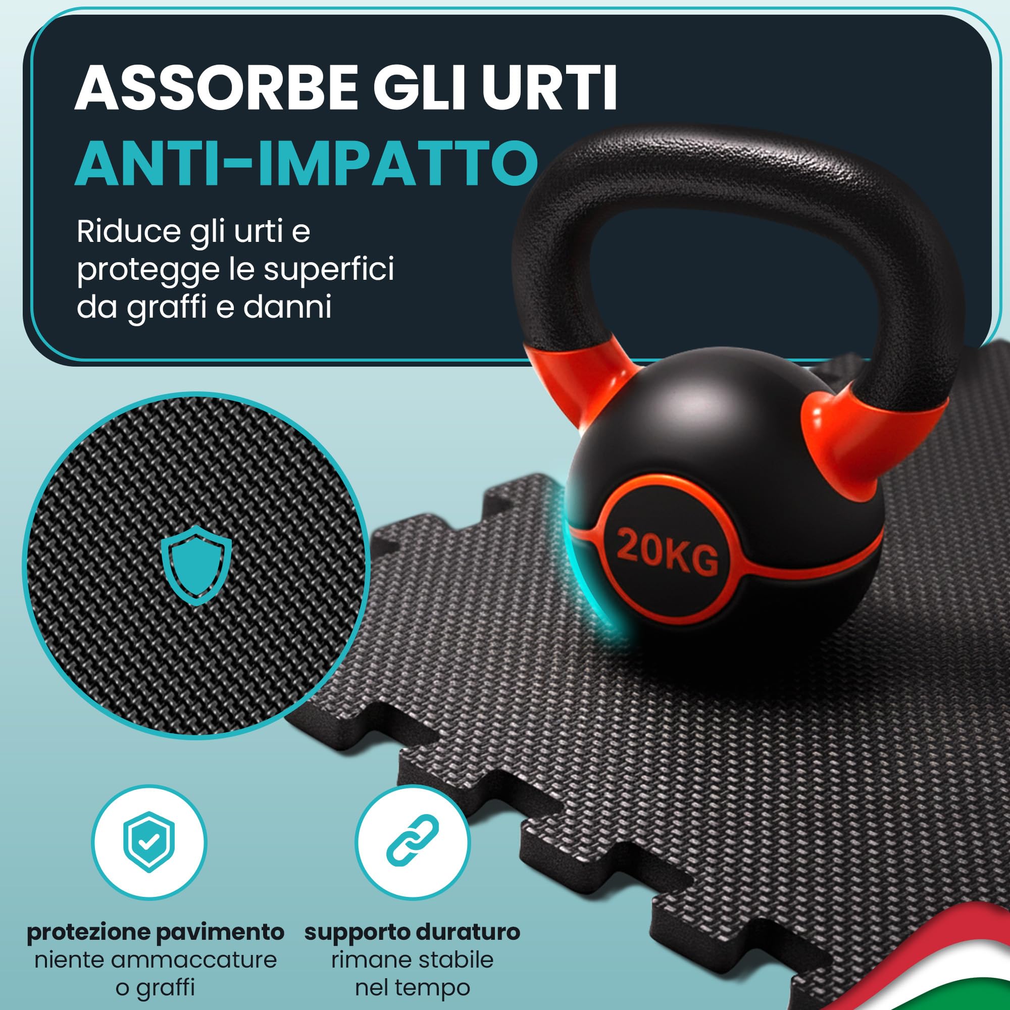 Tappeto Da Fitness A Puzzle【Set Da 21 Tappetini】Materassino Antiscivolo Da Palestra Componibile Con Protezione Antiurto Per Pavimenti, Tappetino Palestra, Pesi Workout Ginnastica Sport Piscina Garage