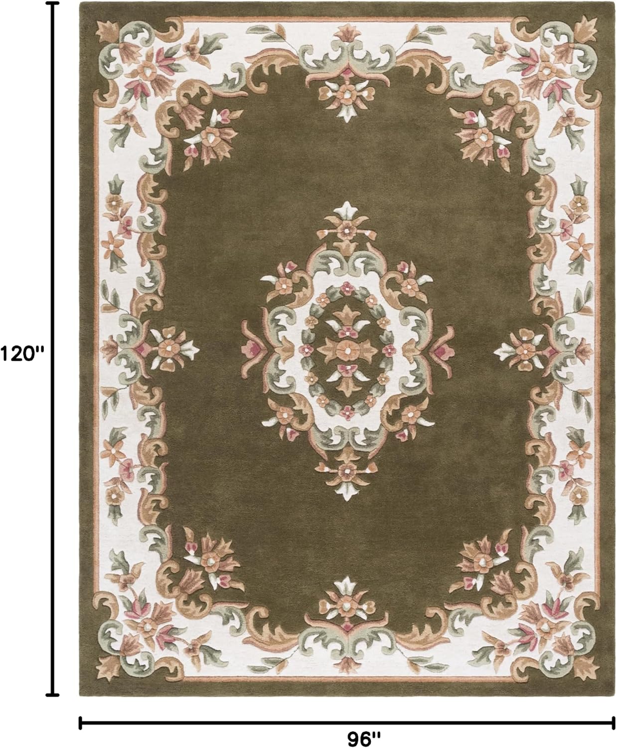 SAFAVIEH Area Rug 8x10 - Aubusson Collection - Large - Grey & Ivory, Handmade Wool, Ideal for Living Room, Bedroom, Dining Space (AUB301F)