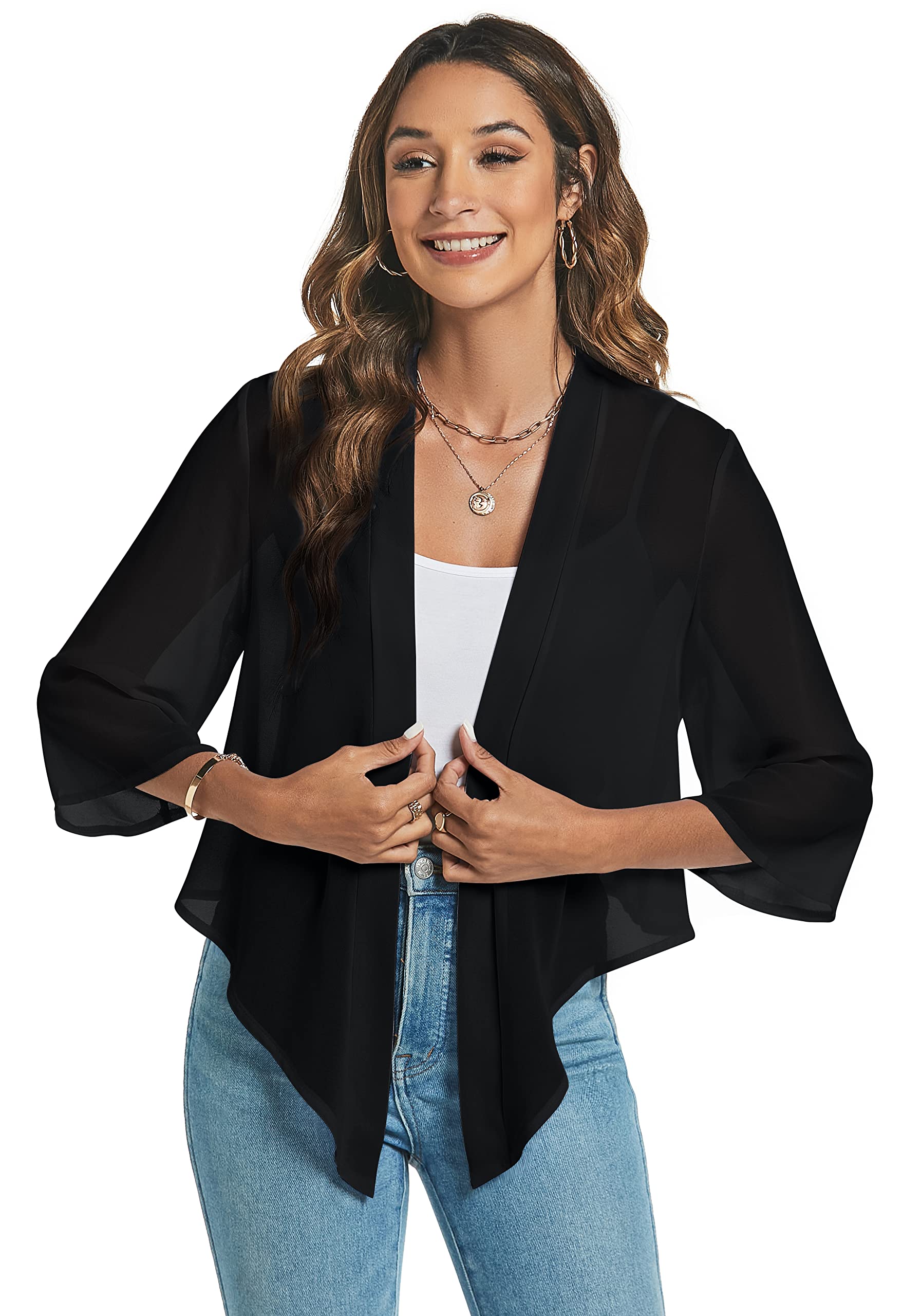 Mujer Verano Torera Chiffon Cárdigan