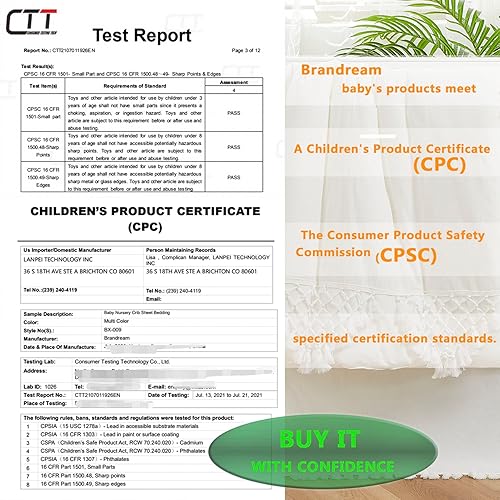 Miniatura 8 de Brandream Juego de ropa de cama para cuna para bebé, niña, niño, 100% algodón, 6 piezas, género, neutro, bohemio, color sólido, blanco, casa de