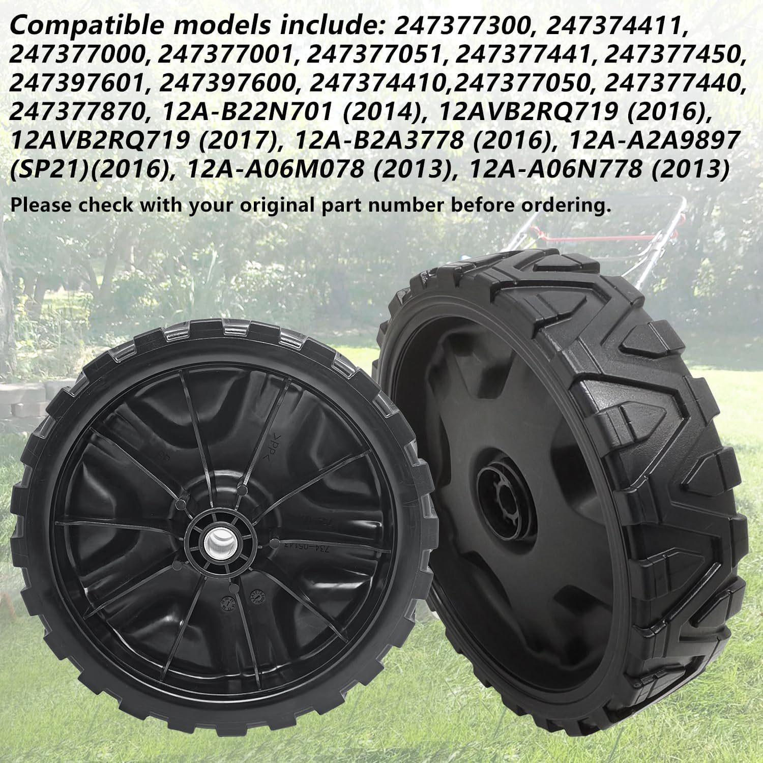 shiosheng- (2 Rueda de 8" para cortadora de césped para Brute, Craftsman, Yard Machine, Snapper MTD 634-05040